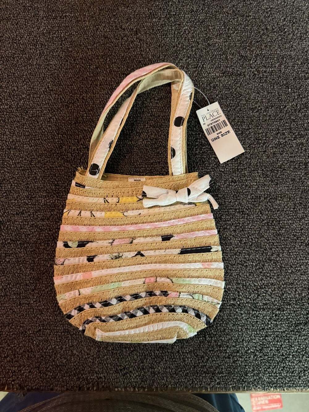 The Children's Place Woven Straw Tote Bag with Polka Dot Handles